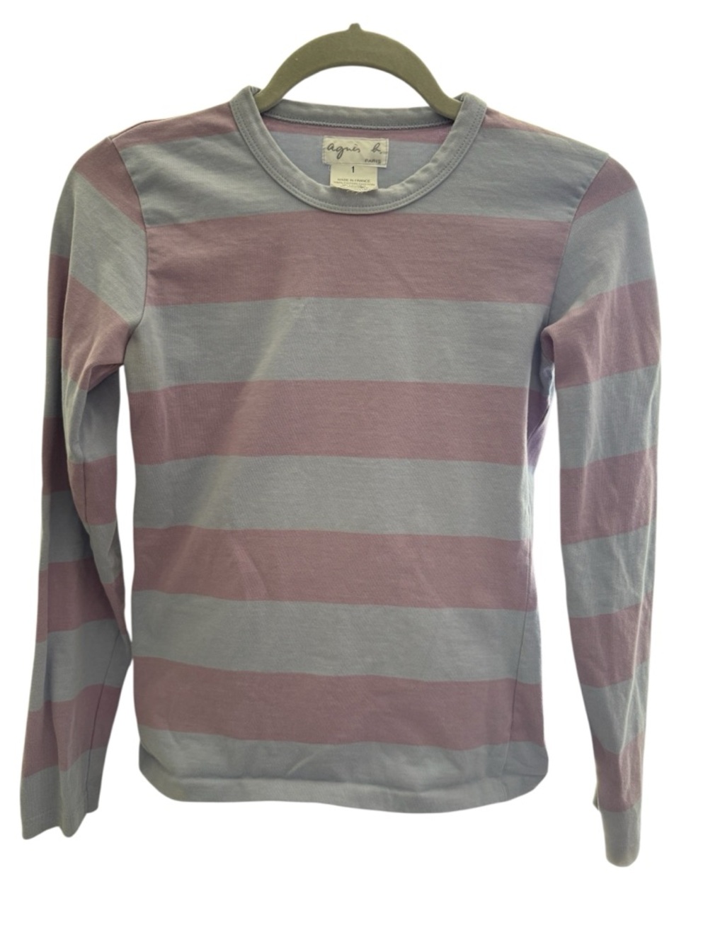 Agnes B. France Striped Tee Lavender Light Blue Size 1 (Small)